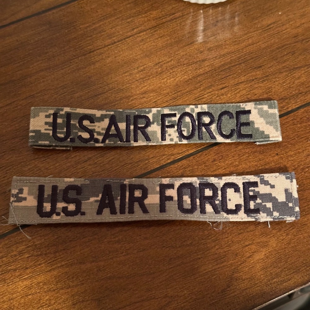 US Air Force ABU Digital Camo Name Tapes Sew On Military Patches Set of 2